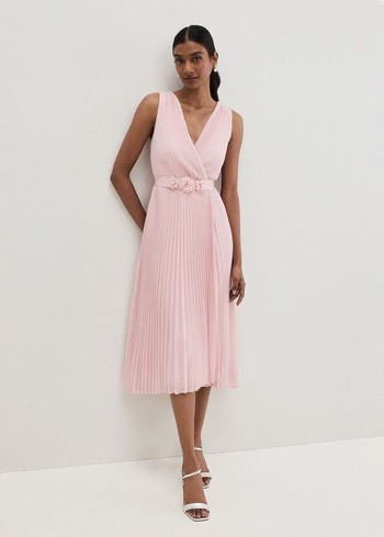 Phase Eight Cressida Pleated Dress Rose USA | 1485207-KV